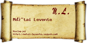 Mátai Levente névjegykártya