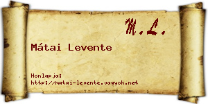 Mátai Levente névjegykártya